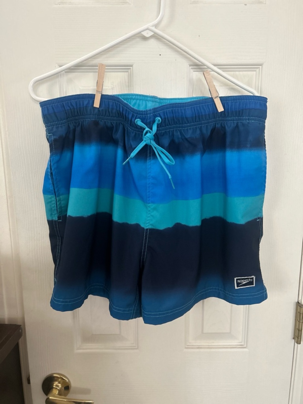 Speedo Teal and Navy Ombre Swim men Shorts Size XL.